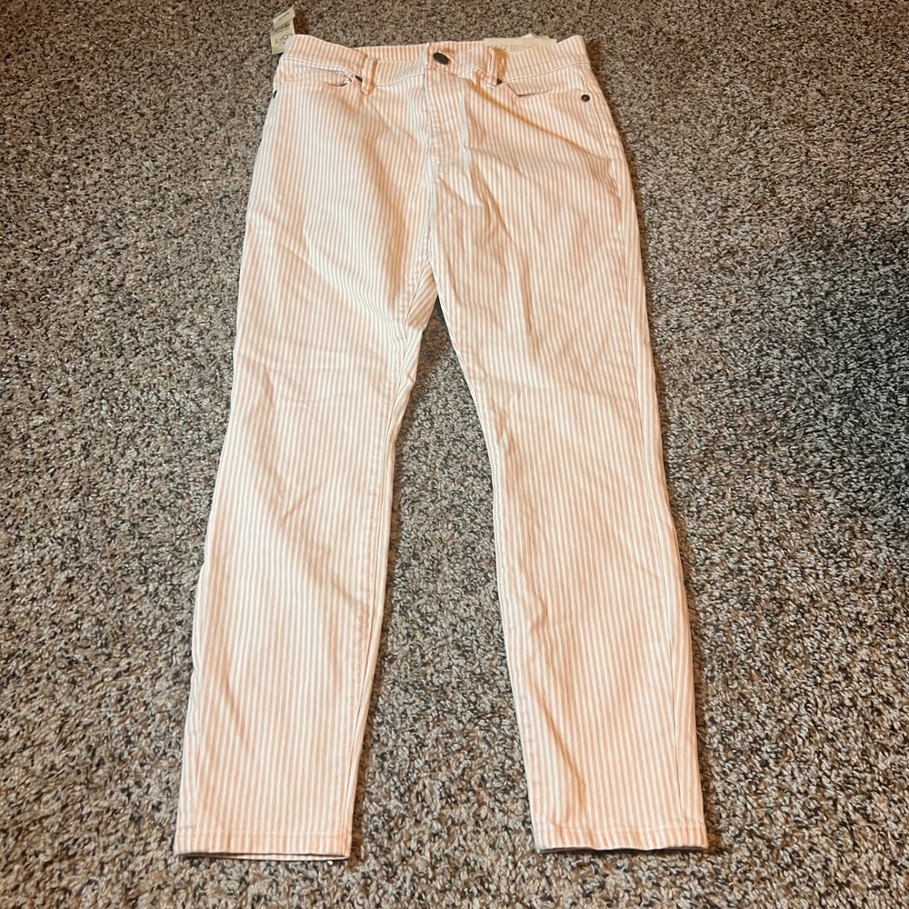 Loft Modern High Waist Skinny Ankle‎ Striped Petites Jeans 26/2P